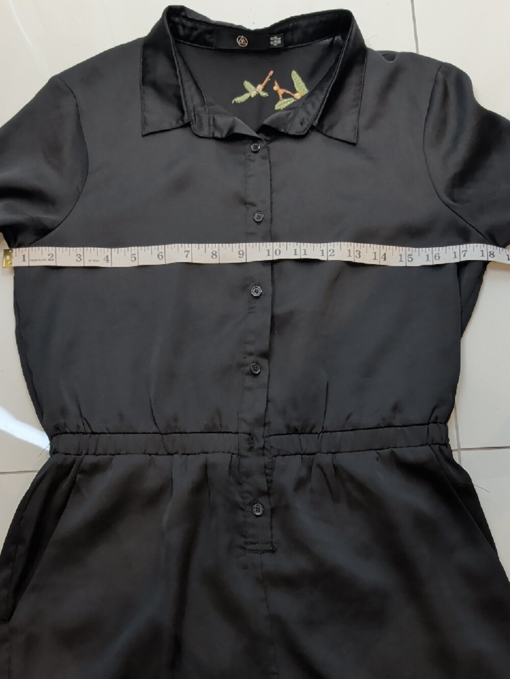 Missguided Black Satin Floral Embroidered Long Sleeve Romper Small NWOT 🖤 - Picture 12 of 14